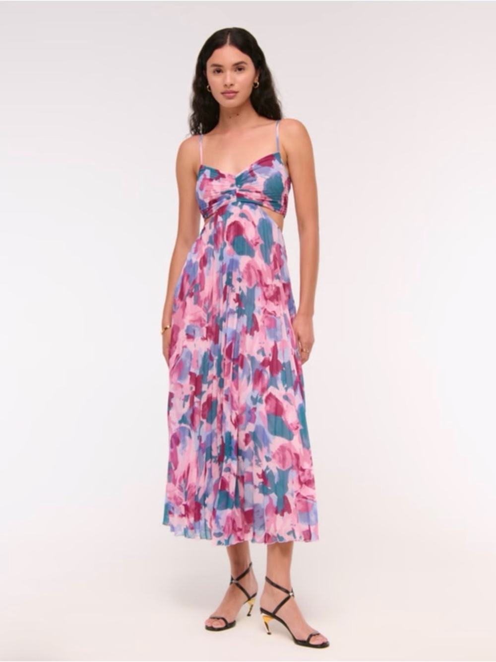 Abercrombie & Fitch Pink and Blue Floral Midi Dress
